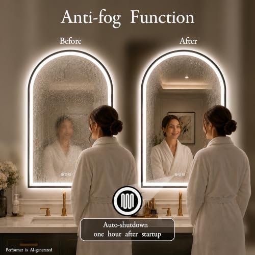 Saliwa Arched Mirror, Light Up Vanity Mirror 36"x24" - Image 3