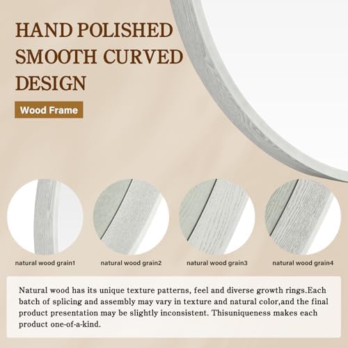 WallBeyond 36 Inch Round Wood Mirror, Large Circle Wooden Frame Wall Mirror - Image 6