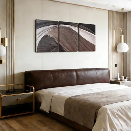LYYGLYY 3Pcs Framed Brown and Black Canvas Wall Art 12x16 Inches - Image 3
