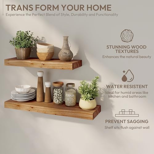 Marsmiles 30in Solid Wood Floating Shelves - Image 5