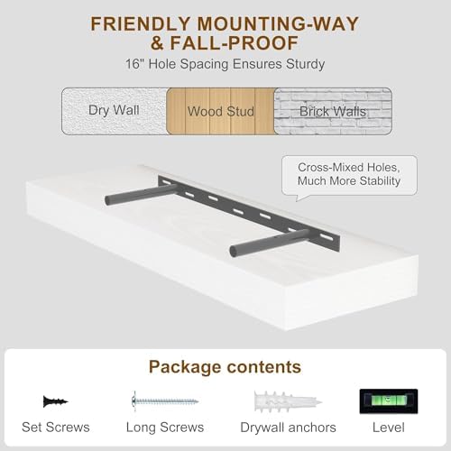Fun Memories Floating Shelves for Wall, 48Inch Long Floating Shelves Set of 1 - Image 6