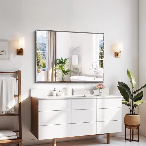 CILIBER Beveled Mirror, 30x40 Large Frameless Bathroom Mirrors - Image 5