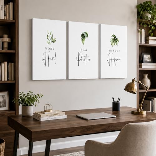 Office Wall Art-3 Panel Motivational Wall Art, Inspirational Quotes Canvas Art by GUTTATYART