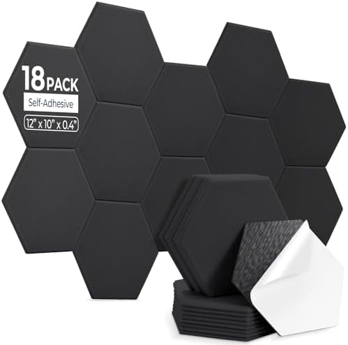 18 Pack Hexagon Acoustic Panels Self Adhesive, Sound Proof Panels by AUSLET