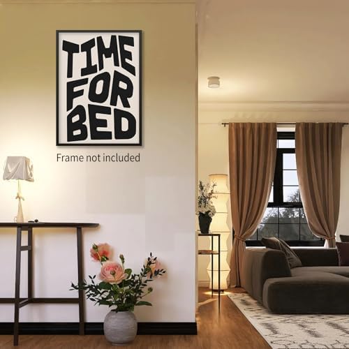 OMANI Black And White Time For Bed Poster Funny Quotes Wall Art Trendy Modern - Image 5