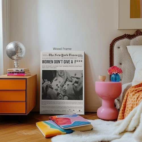 Vintage Black And White Wall Art 20x30in Wooden Framed Trendy Girly Newspaper - Image 6