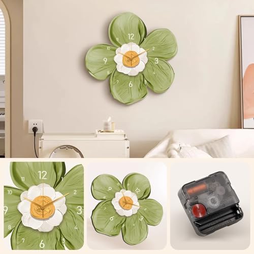 Ergocar Wall Clock, Art Deco Crystal Porcelain Flower Modern Wall Clock - Image 6