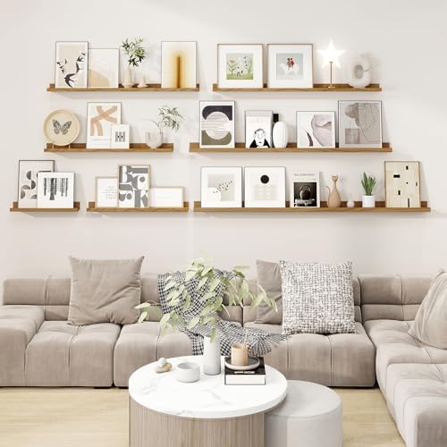 RICHFOCUS Picture Ledge Shelf, 30 inch Floating Shelves Set of 2, Wood Wall - Image 2