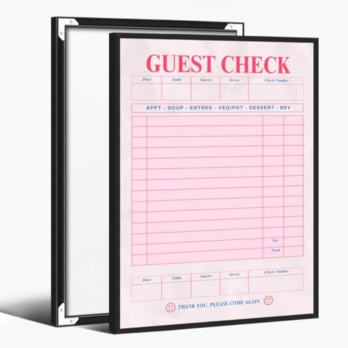 Pink Blank Guest Check Poster Trendy Retro Art Print Vintage Style Wall Art by Unknown