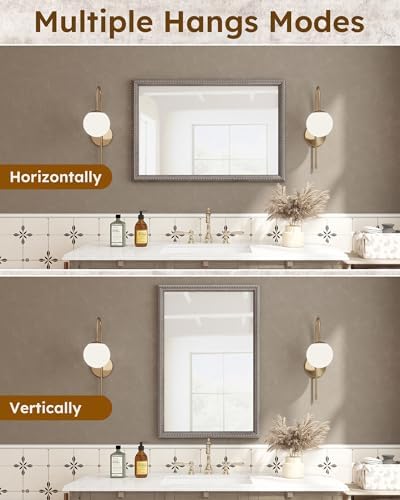 Axeman 24x36 Wood Wall Mirror, Rustic Bathroom Mirror, Vintage Wall Mounted - Image 4