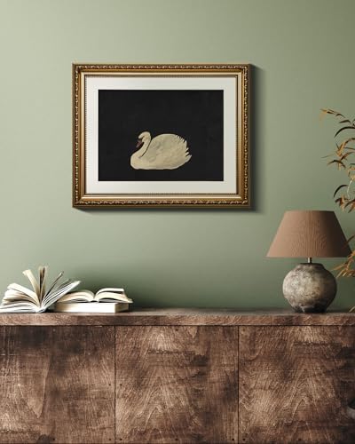 VIYYIEA Gold Framed Swan Wall Art Rustic Canvas Painting, 13×16 Inch - Image 6