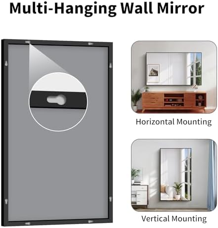 Koonmi Black Bathroom Mirror for Over Sink, Metal Framed 36"x60" Wall Mirror - Image 5