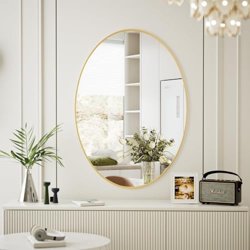 Koonmi Gold Oval Bathroom Mirror by KOONMI