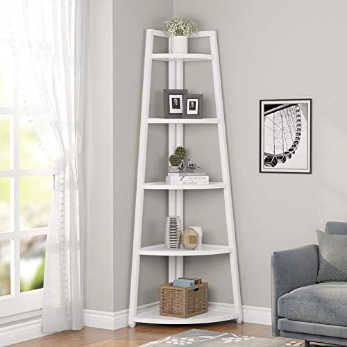 Tribesigns 70 inch Tall Corner Shelf, 5 Tier Modern Corner Bookshelf Bookcase - Image 3