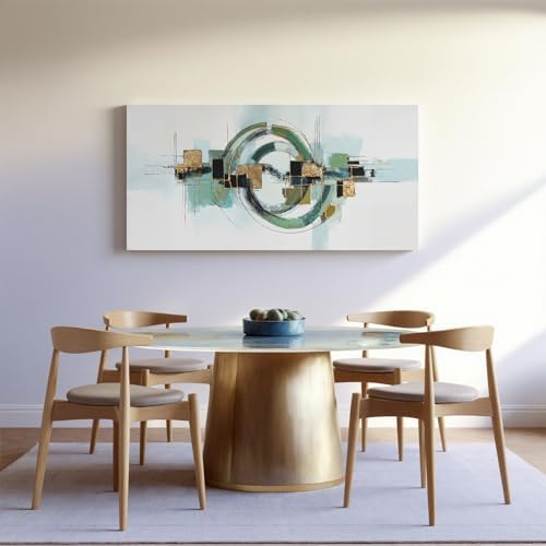 YISXINOAG Sage Green Gold Geometric Wall Art Minimalist Abstract 20"X40" - Image 5