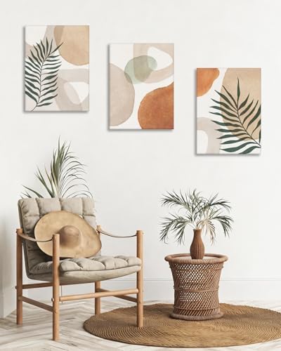 HesenDot Abstract Botanical Wall Art Set of 3, 40x60CM Neutral Plant Framed - Image 7