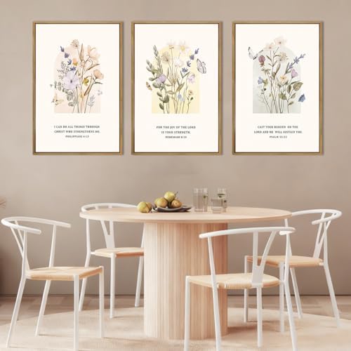 IARTTOP Large Christian Easter Wall Art Framed 16x24 Inch Set of 3 Floral Bible - Image 5