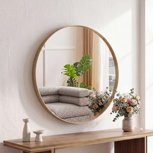 Sweetcrispy 24 Inch Round Bathroom Wall Mirror, Circle Vanity Mirror by Sweetcrispy