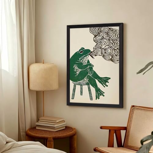 Black Framed Smoking Frog Canvas Wall Art 24x36in - Image 7