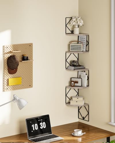 CHOEZON 5-Tier Corner Shelf, Floating Shelf, Wall-Mounted Storage Shelf - Image 2