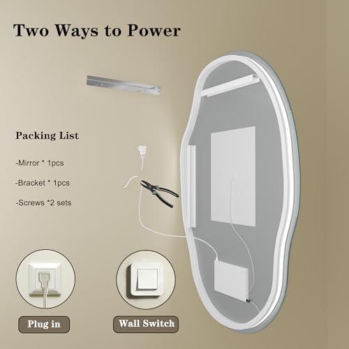 Irregular-Shaped Backlit LED Lighted Bathroom Mirror 26x36 - Image 5