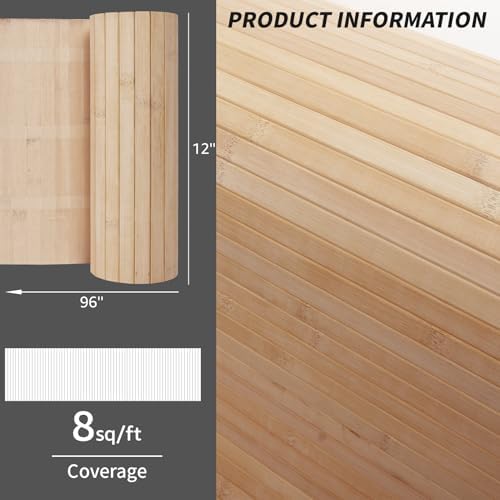 Art3d 12 x 96 in Pole Wrap Natural Bamboo Wall Panel, Carbonized - Image 4
