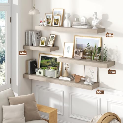 Heimlove Floating Shelves 55.1" W x 10.3" D Grey Set of 2 - Image 5