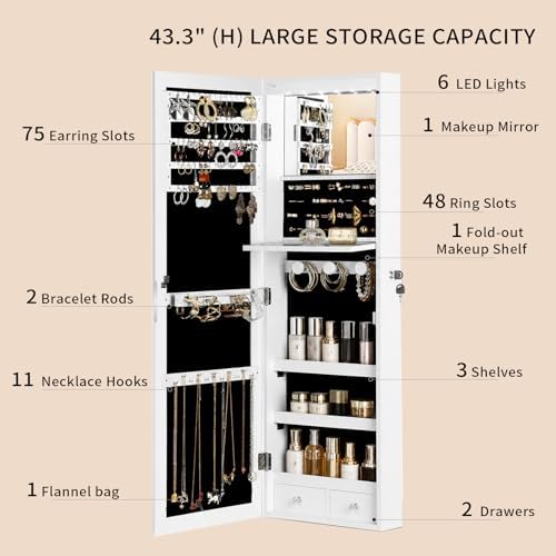Over the Door Jewelry Organizer, Wall Mounted Jewelry Cabinet - Image 5