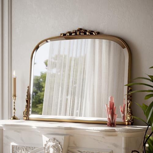 Wall Beaded Mirror, 36 x 27 Inch Round Top Right Angle Wall Mirror, Tempered - Image 2