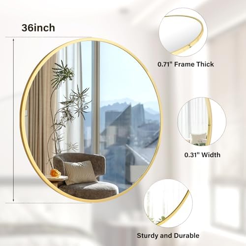 XRAMFY 36 Inch Round Mirror-Gold Circle Mirrors - Image 6