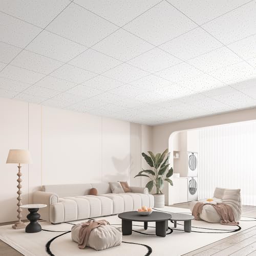 Art3d 24"x24" Stucco Printed Drop Ceiling Tiles, 2x2ft Decorative PVC Ceiling - Image 3