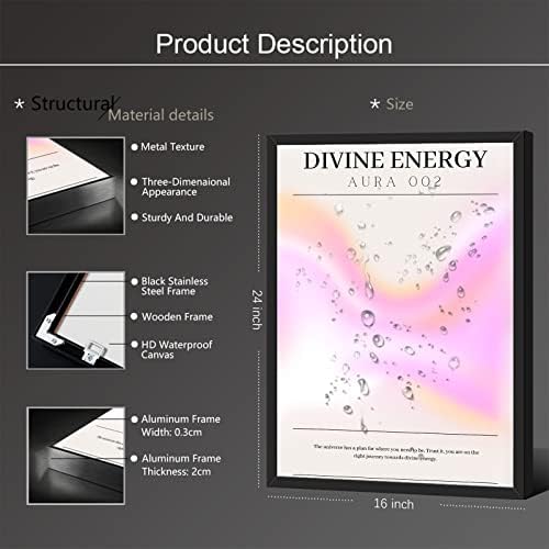 Framed 3 Piece Pink Gradient Aura Energy Canvas Wall Art Trippy Positive - Image 6