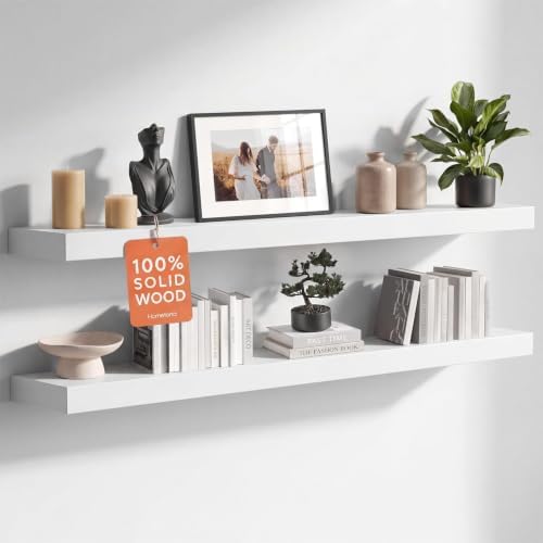 Homeforia 42 Inch Floating Shelves, High-End Solid Pine Wood by Homeforia