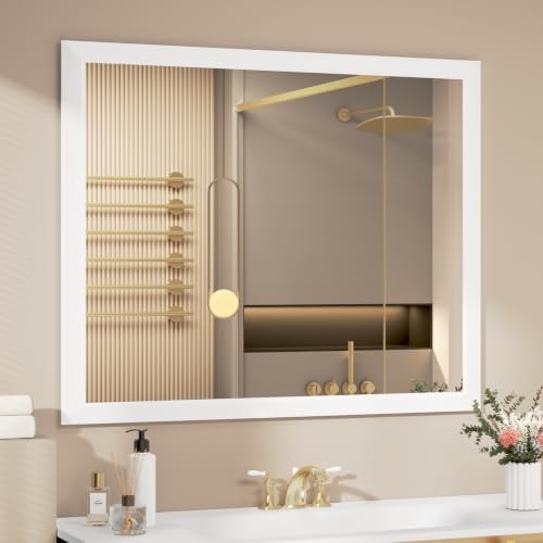 SMIROR 40x36 Matte White Bathroom Vanity Mirror by SMIROR