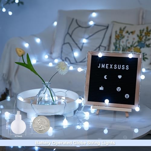 JMEXSUSS 33FT 100 LED Globe White String Lights Battery Operated - Image 5