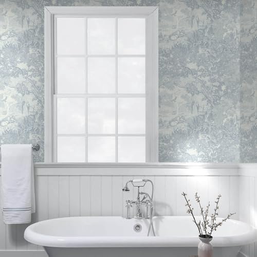 Ismoon Vintage Wallpaper Peel and Stick Blue Neutral Wallpaper 17.3in x16.4ft - Image 5