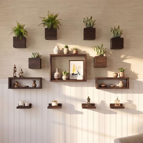 LaLaGreen Wooden Floating Shelves Indoor Wall Mounted Plants by L%C3%A1L%C3%A1Green