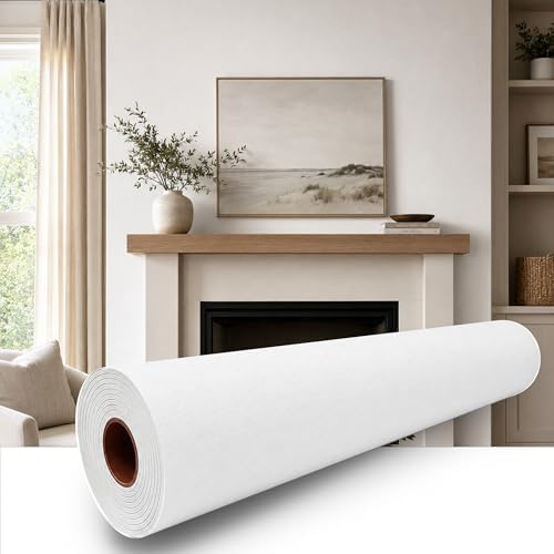 White Travertine Peel and Stick Wallpaper, 47.2 x 394 in by Qorqeous-PeelStickShine