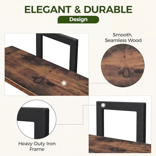 Bamworld Floating Shelves for Wall Planters Indoor Wall Decor, 2 Pack Brown - Image 5