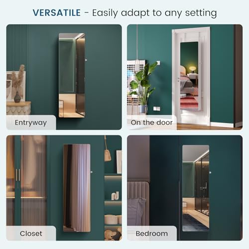 HNEBC Full Length Mirror with Storage, Wall Mounted Jewelry Cabinet with Lights - Image 6