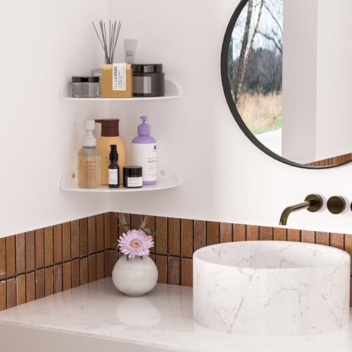Sezanrpt 7x7 Inch Corner Shelf Wall Mount Set of 2, Corner Wall Organizer Shelf - Image 2