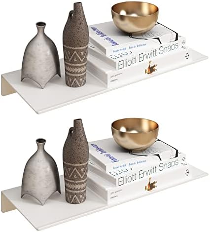 JOOM White Floating Shelves for Wall Storage, Metal Wall Shelves for Living Room by JOOM