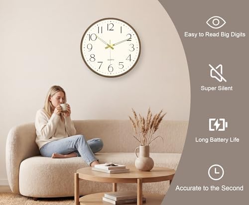 2 Pack 16 Inch Wall Clock, Silent Analog Clock Battery Operated - Image 2