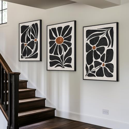 Large Framed Black and White Floral Wall Art - Image 2