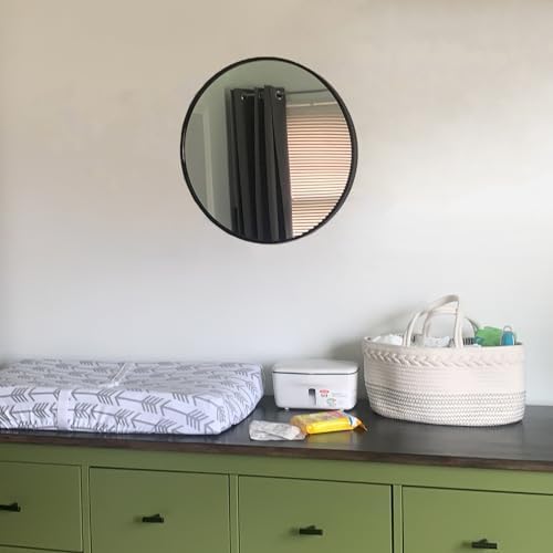Oruii Small Round Mirror, 18 inch Circle Mirror, Matte Black Metal Frame - Image 4