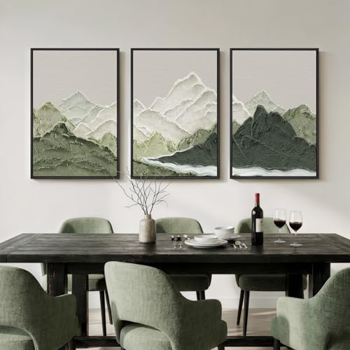 Framed Green Abstract Mountain Wall Art - Image 4