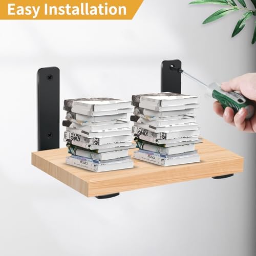 8 Pack - L 14" x H 8" x W1.5, 5mm Thick Black L Shelf Bracket, Iron Shelf - Image 3