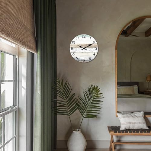 XNM 14 Inch Farmhouse Wooden Wall Clocks Battery Operated - Image 2