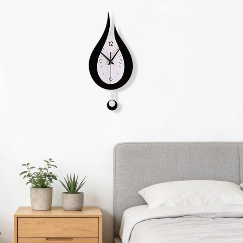 Water Drop Wall Clock with Swinging Pendulum, Silent Non-Ticking Modern - Image 6