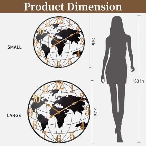 Large Decorative World Map Wall Clock - Image 2
